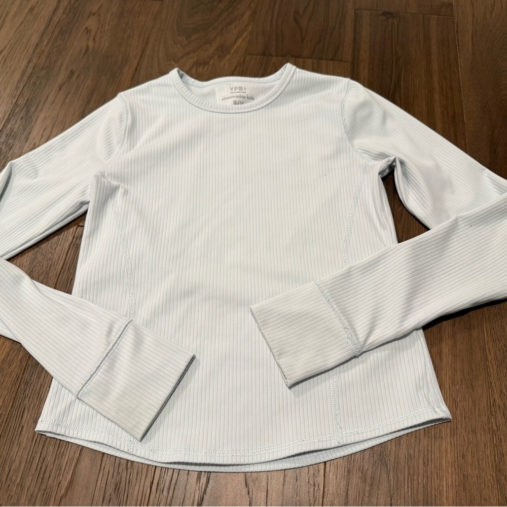 Abercrombie Kids YPB Ribbed Long Sleeve Active Tee - Light Blue - Size 13/14